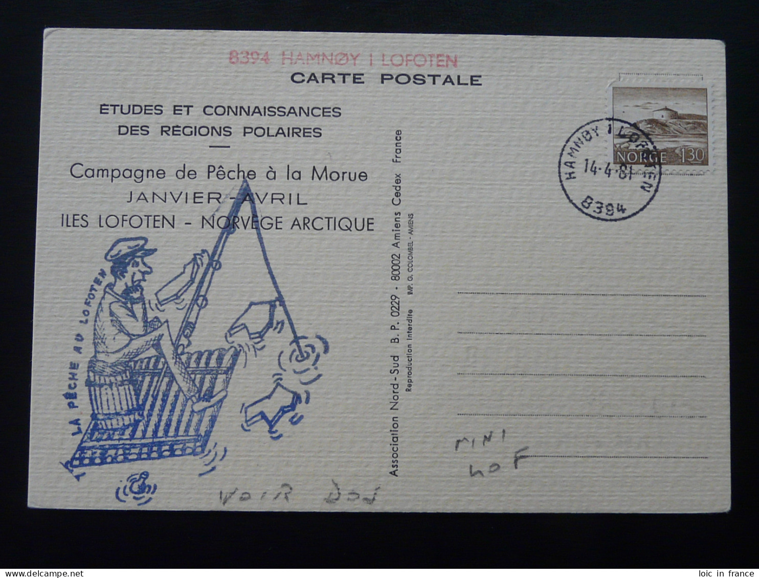 Carte Commemorative Card Pêche à La Morue Cod Fishing Lofoten Islands 1981 - Covers & Documents