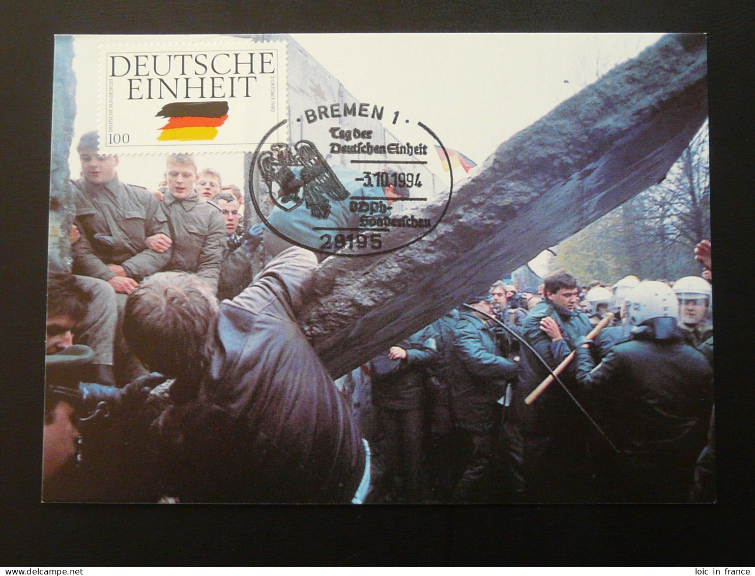 Carte Maximum Card Mur De Berlin Wall Deutsche Einheit Bremen 1994 - Otros & Sin Clasificación