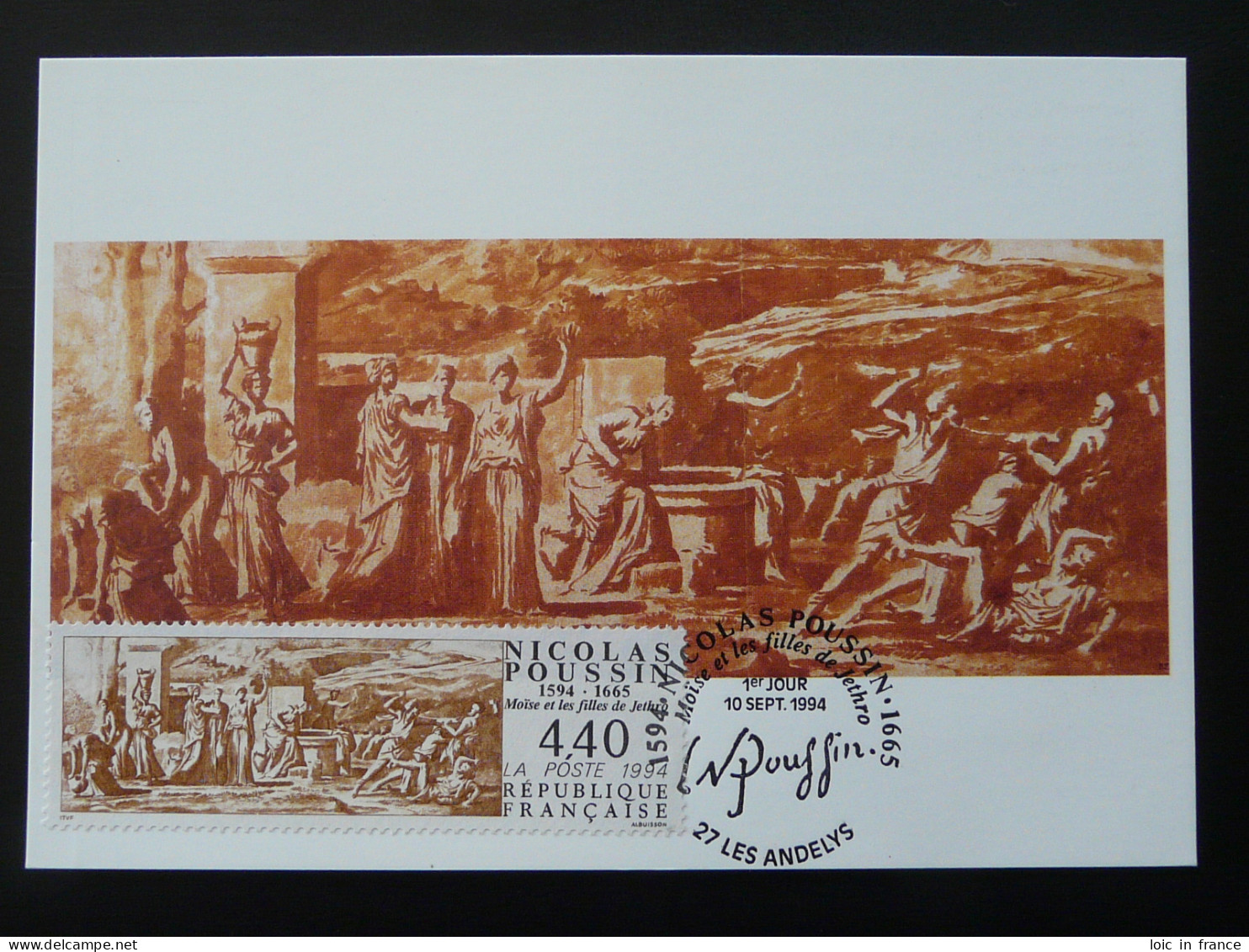 Carte Maximum Card Moise Et Jethro Tableau De Nicolas Poussin Les Andelys 27 Eure 1994 - Jewish