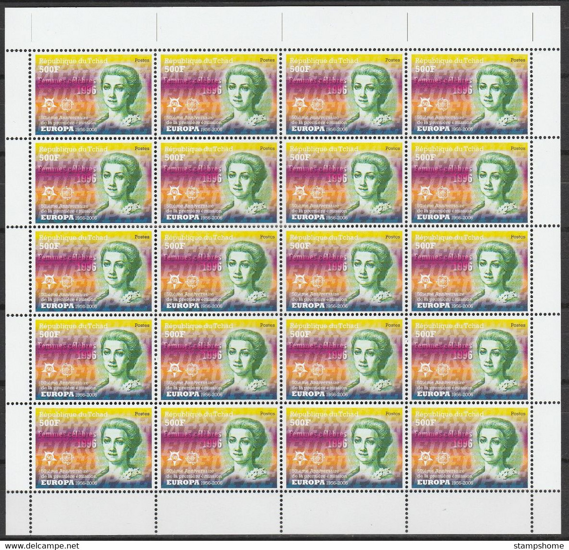 Europa Cept - 2005 - Tchad, Chad - 8.Complete Sheetlet of 20 set - (perf.) ** MNH