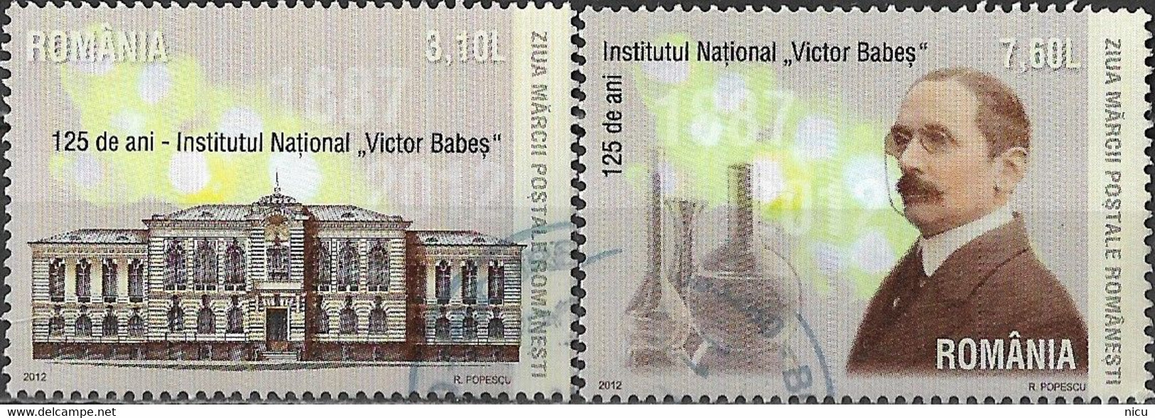 2012 - ROMANIAN STAMP DAY - 125 YEARS ”VICTOR BABES” NATIONAL INSTITUTE - Usado