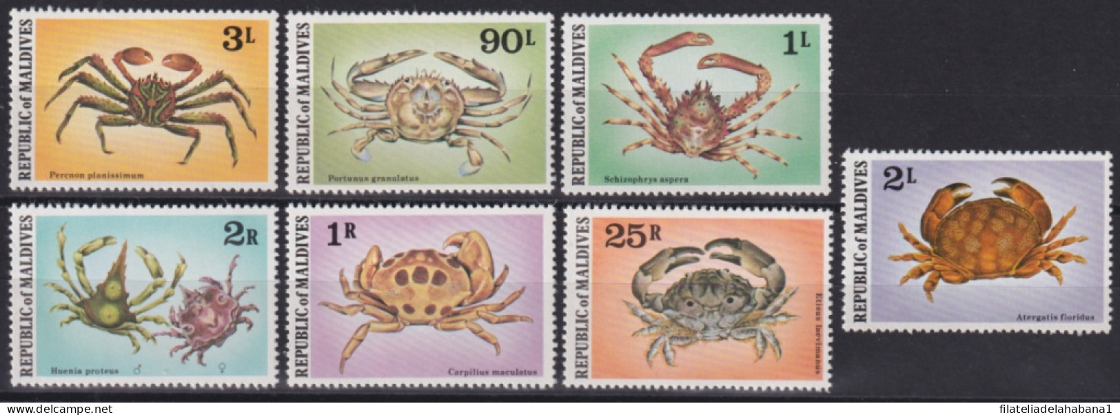 F-EX46758 MALDIVES MNH 1978 MARINE WILDLIFE REEF CRAB FISH PECES CORAL.  - Schalentiere