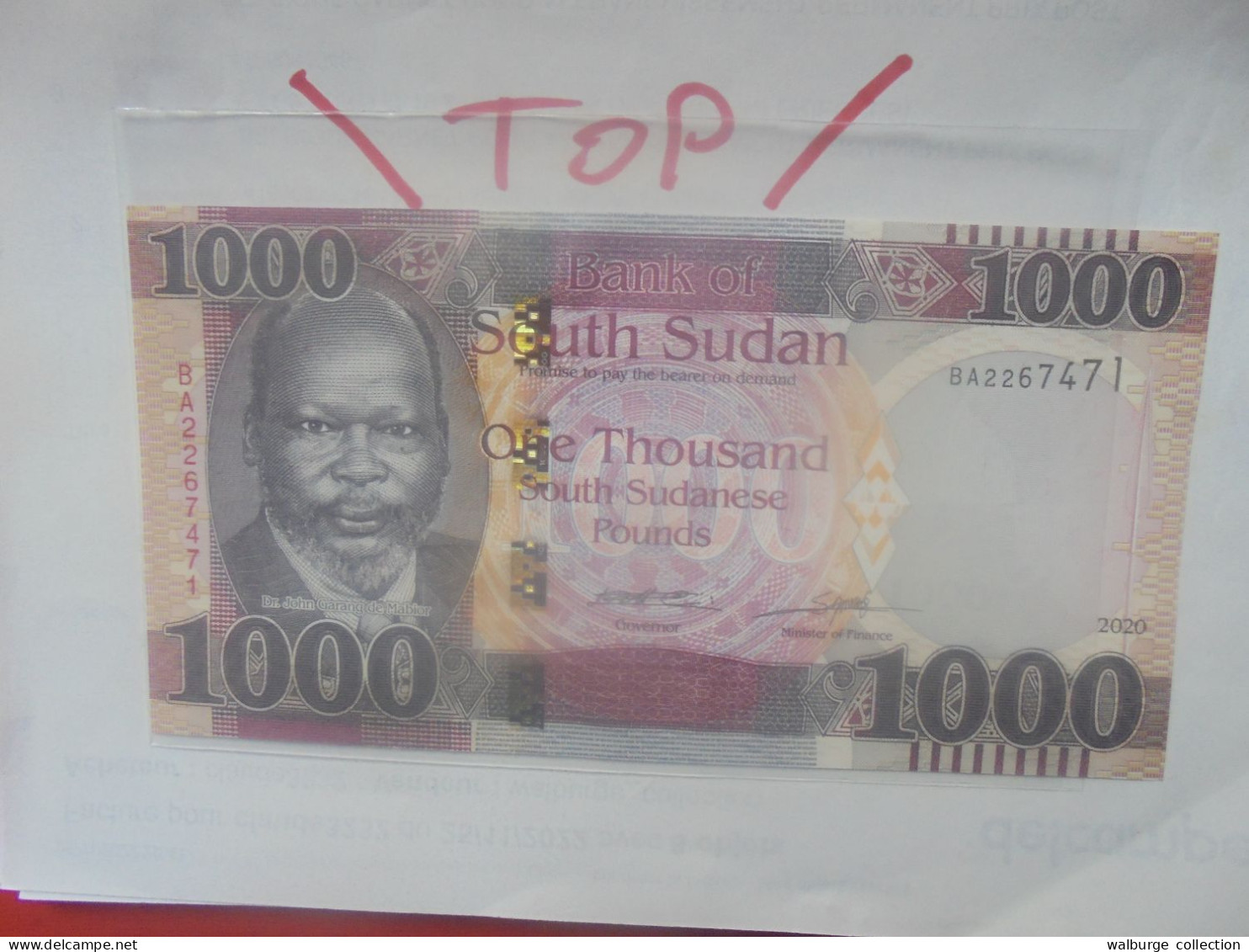 SOUDAN (SUD) 1000 POUNDS 2020 Neuf (B.31) - Sudán Del Sur