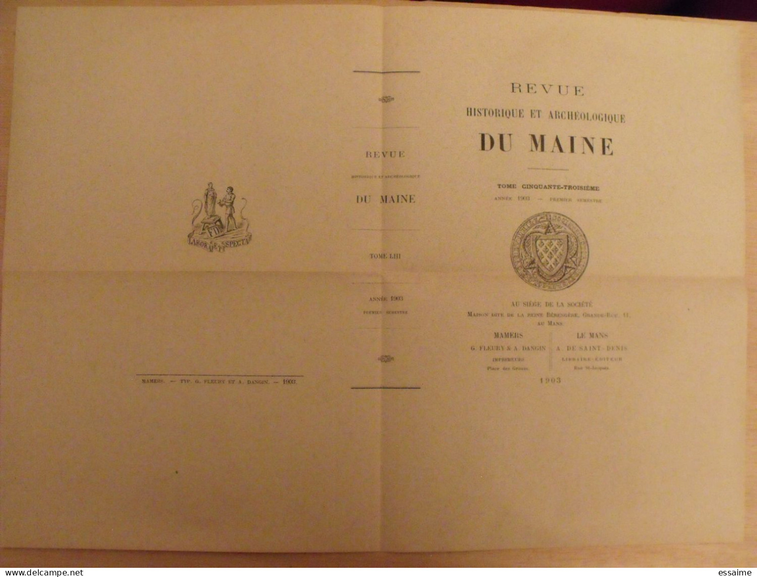 revue historique et archéologique du Maine. année 1903, 1er semestre (3 livraisons). tome LIII. Mamers, Le Mans
