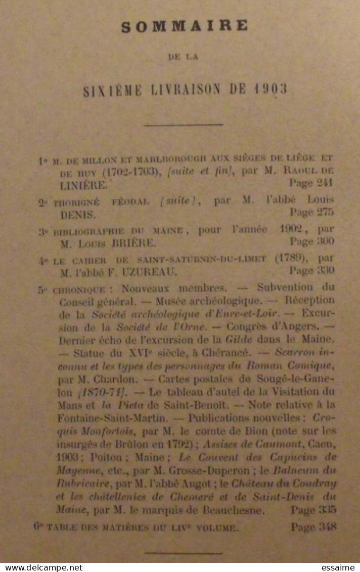 revue historique et archéologique du Maine. année 1903, 2ème semestre (3 livraisons). tome LIV. Mamers, Le Mans