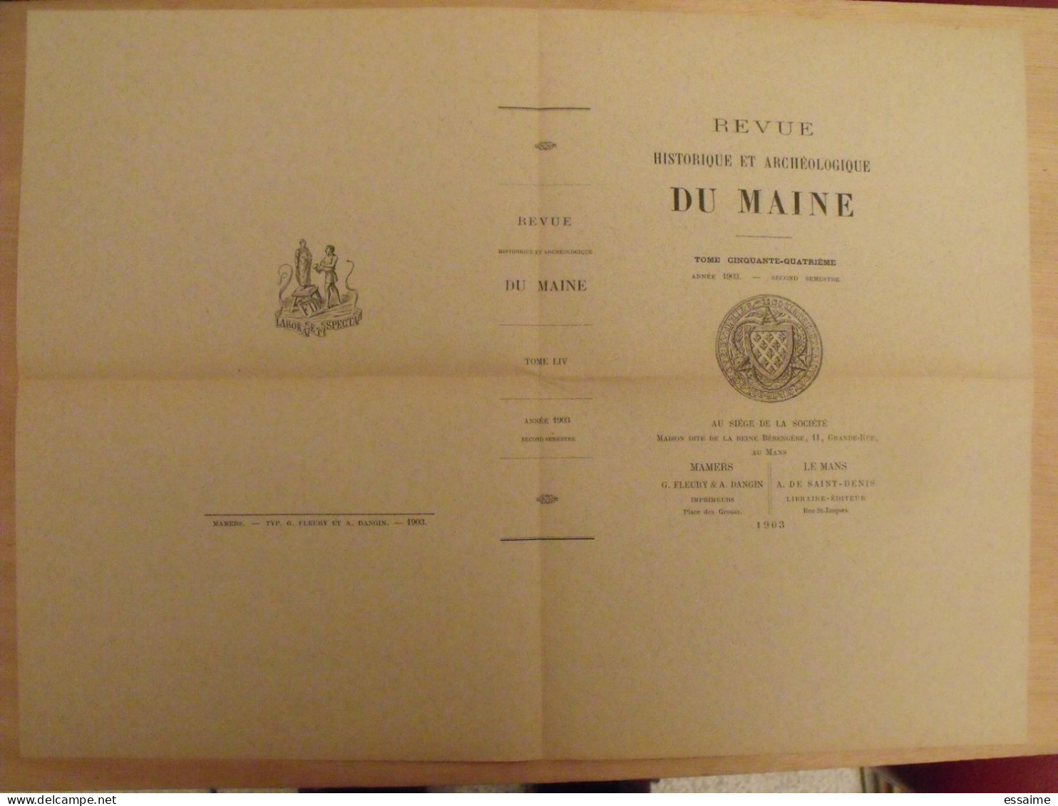 revue historique et archéologique du Maine. année 1903, 2ème semestre (3 livraisons). tome LIV. Mamers, Le Mans