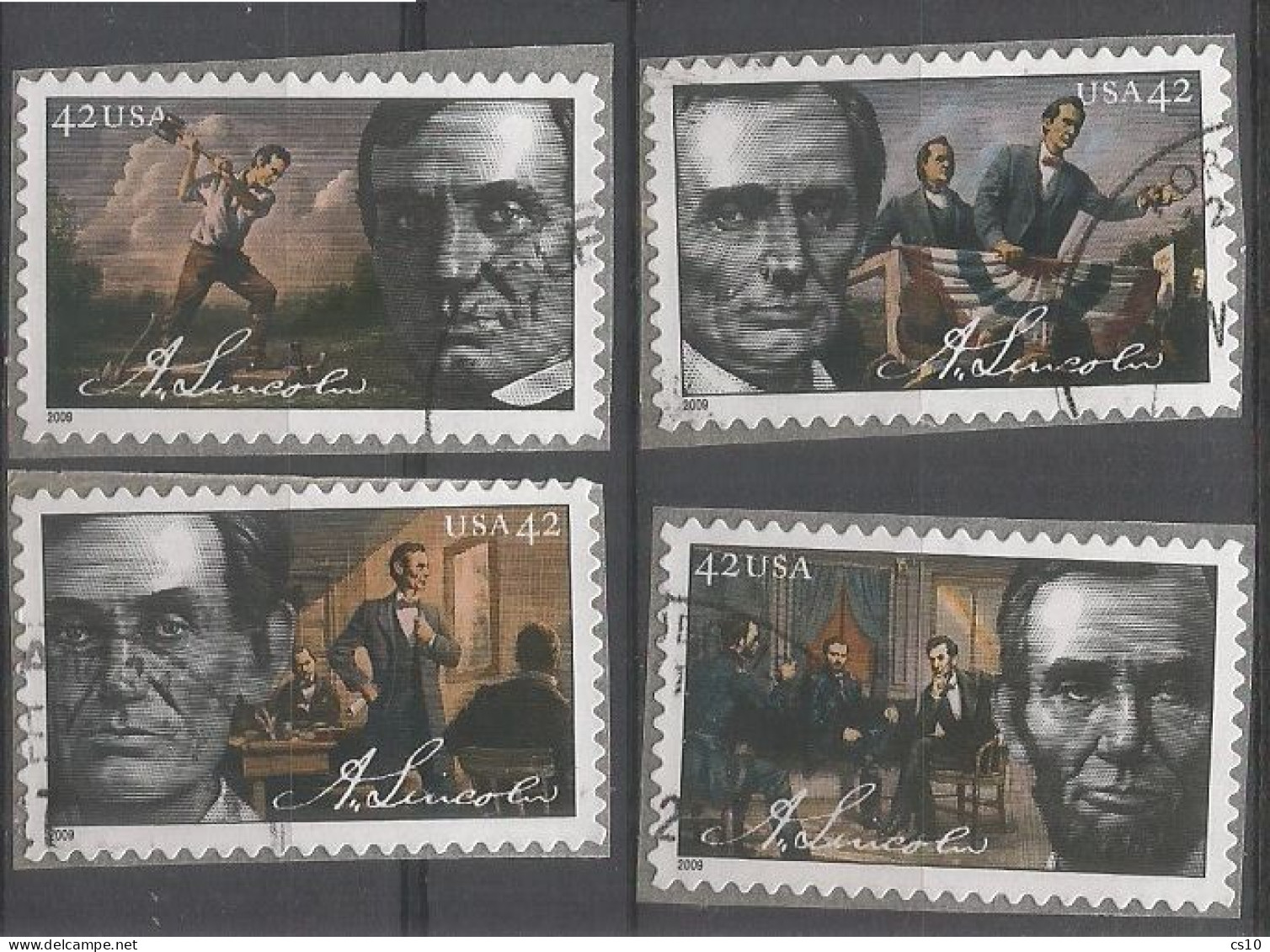 USA 2009 Abraham Lincoln SC.#4380/83 - Cpl 4v Set In VFU Condition Circular PMK - Collections