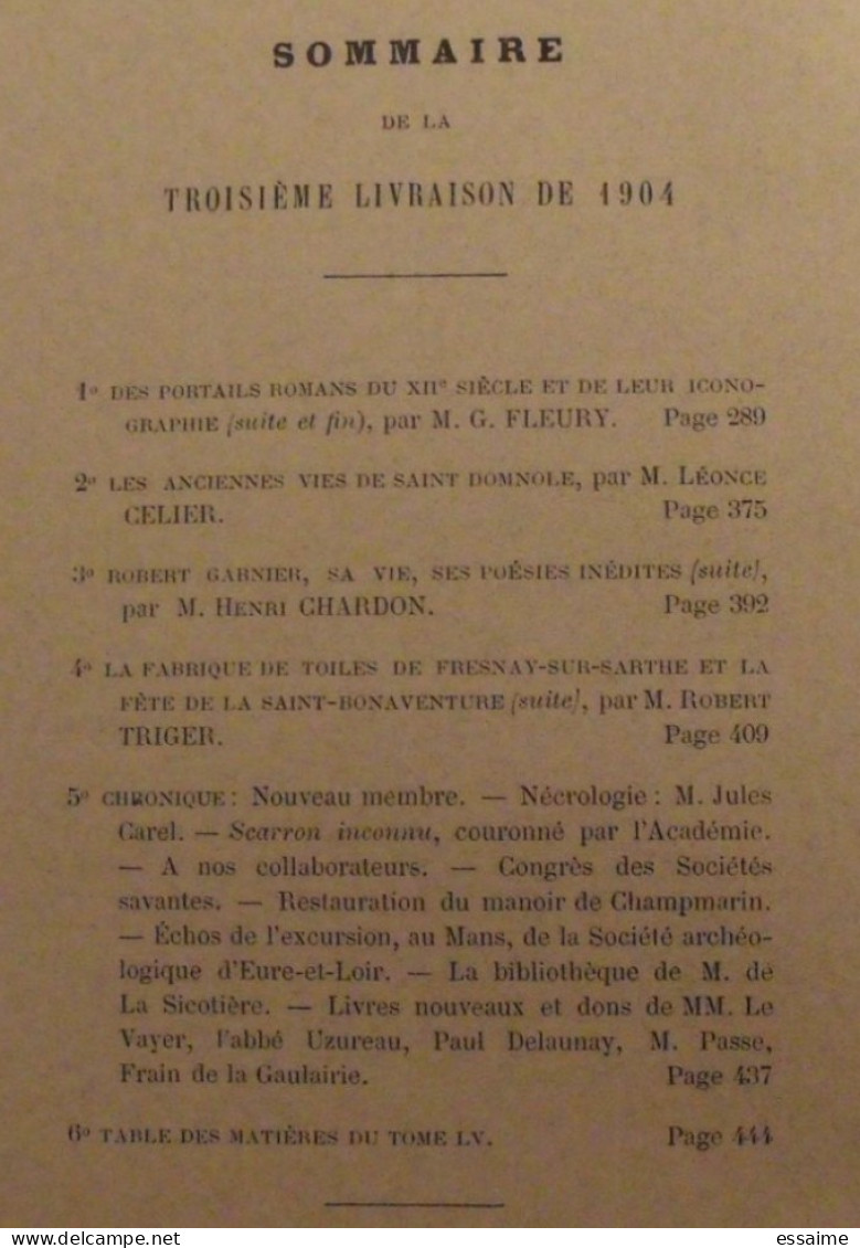 revue historique et archéologique du Maine. année 1904, 1er semestre (3 livraisons). tome LV. Mamers, Le Mans