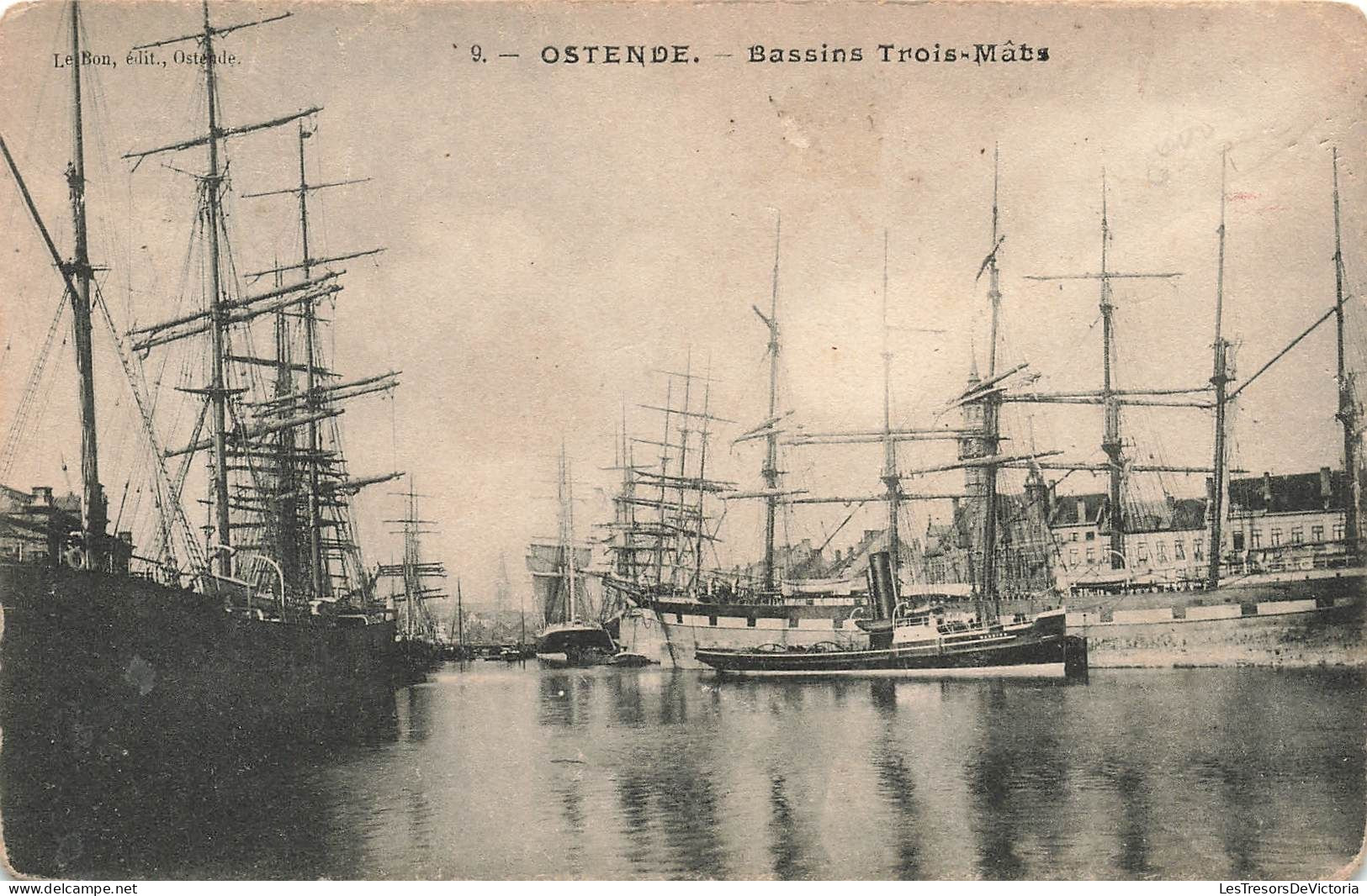 BELGIQUE - Ostende - Bassins Trois Mâts - Port - Bateaux De Pêche - Carte Postale Ancienne - Oostende