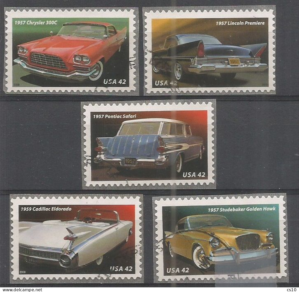 USA 2008 American Cars - Fins & Chrome - SC.# 4353/7 - Cpl 5v Set In VFU Condition Circular PMK - Stroken En Veelvouden