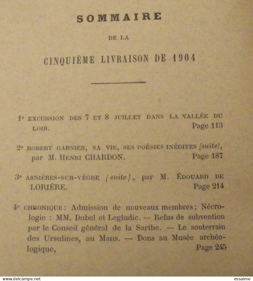 revue historique et archéologique du Maine. année 1904, 2ème semestre (3 livraisons). tome LVI. Mamers, Le Mans