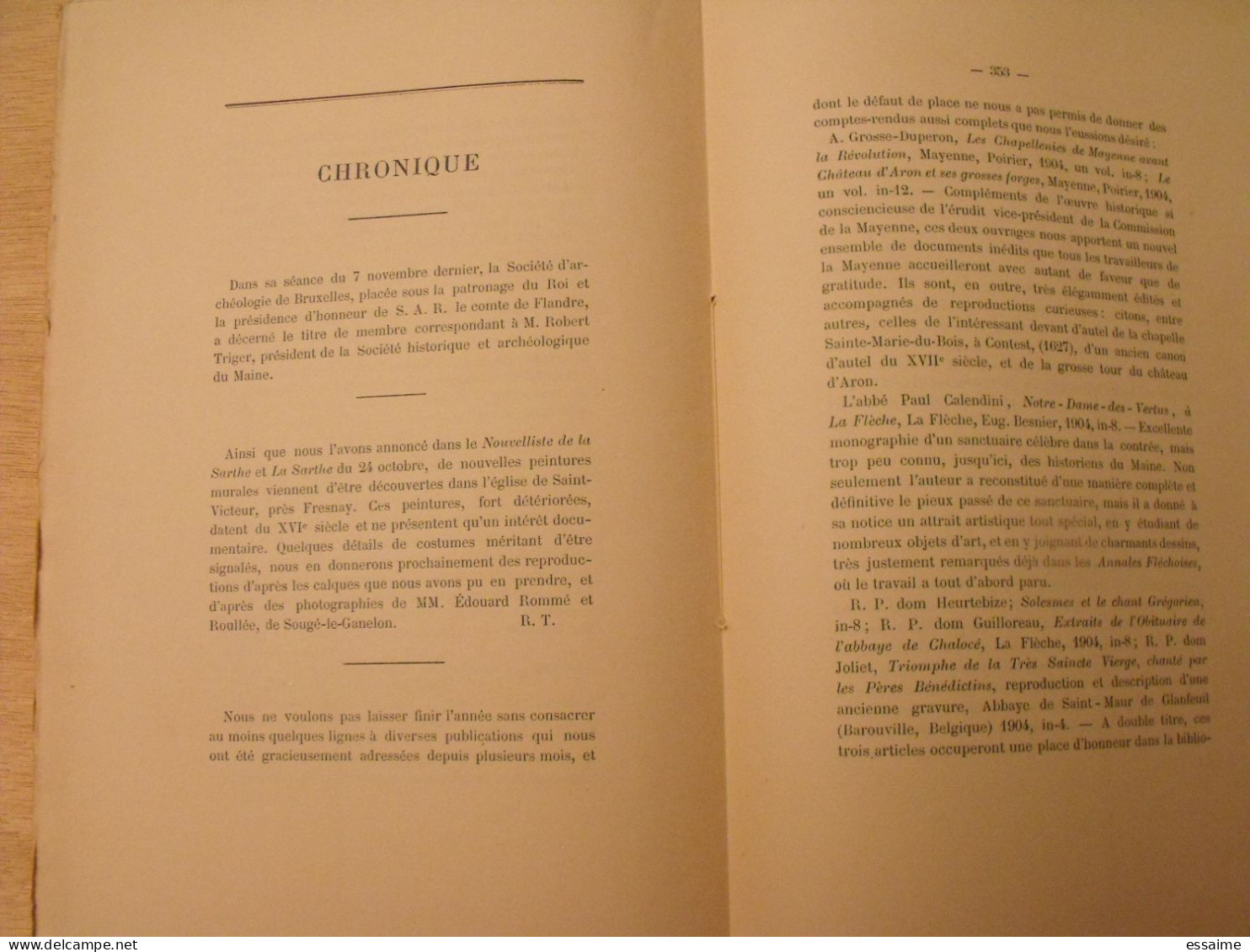 revue historique et archéologique du Maine. année 1904, 2ème semestre (3 livraisons). tome LVI. Mamers, Le Mans