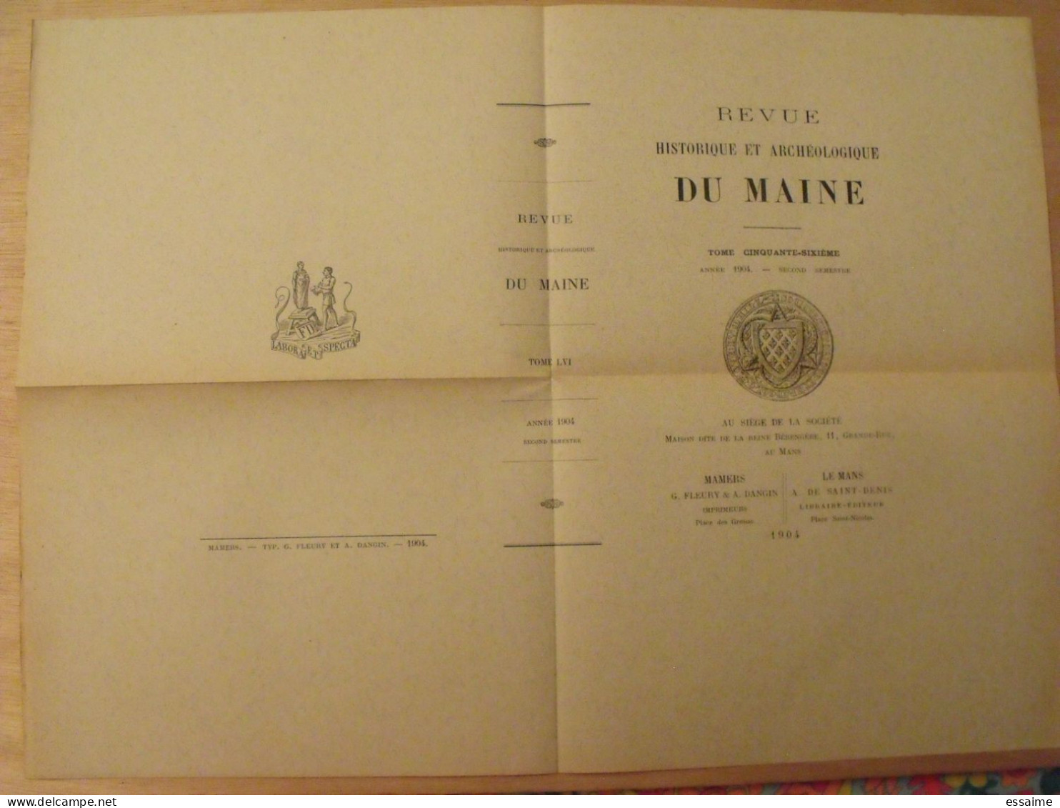 revue historique et archéologique du Maine. année 1904, 2ème semestre (3 livraisons). tome LVI. Mamers, Le Mans