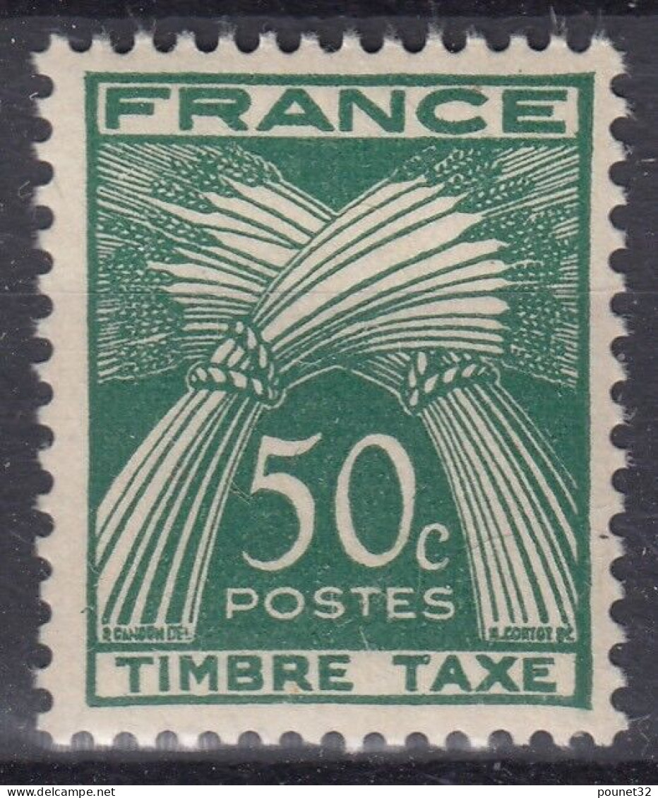 TIMBRE FRANCE TAXE GERBES 50c VERT N° 80 NEUVE ** GOMME SANS CHARNIERE - TB CENTRE - 1960-.... Postfris