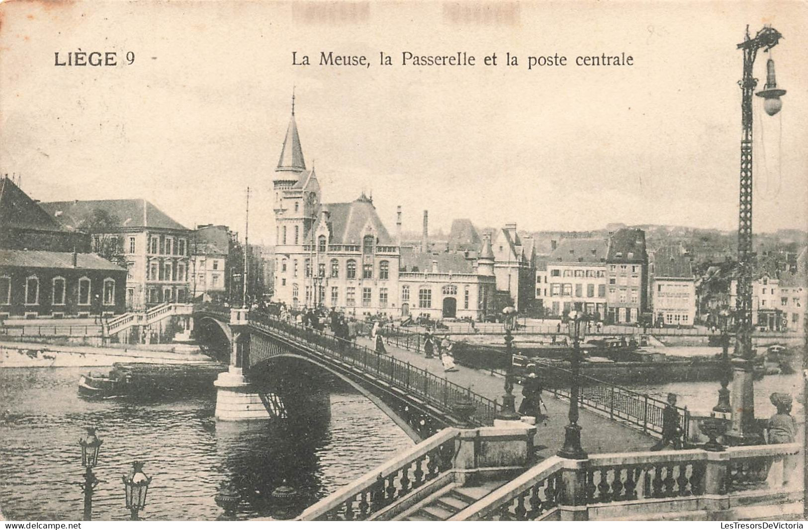 BELGIQUE - Liège - La Meuse, La Passerelle Et La Poste Centrale - Animé - Carte Postale Ancienne - Liege