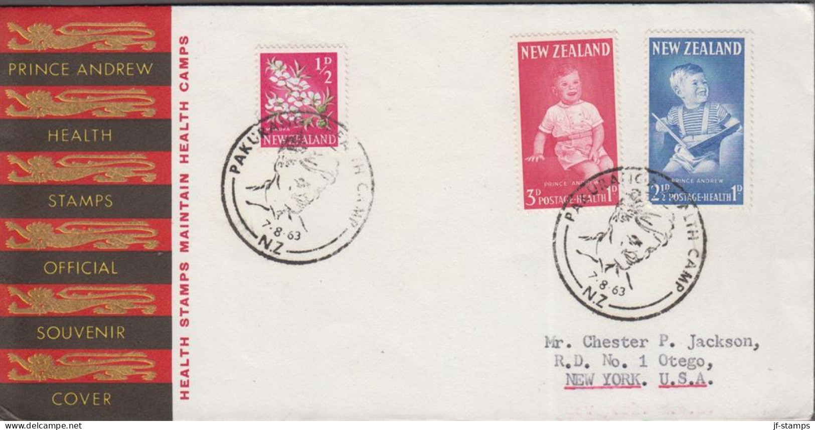 1963. New Zealand. Fine FDC With Complete Set PRINCE ANDREW HEALTH STAMPS Cancelled PAKUR... (MICHEL 425-426) - JF539435 - Lettres & Documents