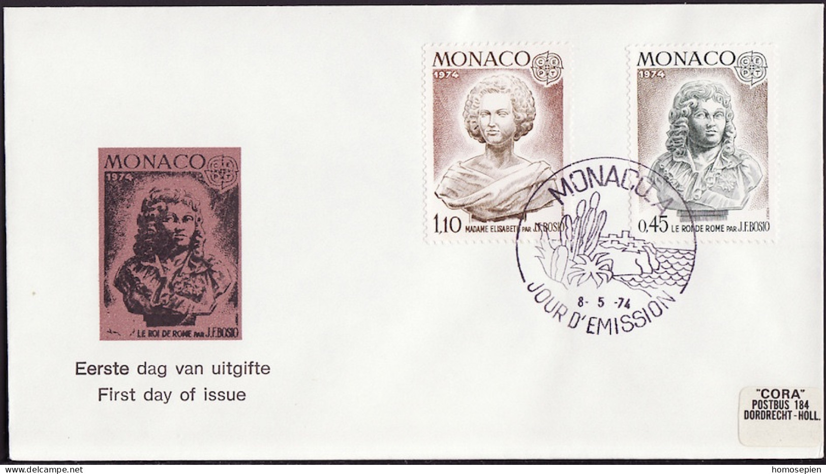 Europa CEPT 1974 Monaco FDC1 Y&T N°957 à 958 - Michel N°1114 à 1115 - 1974