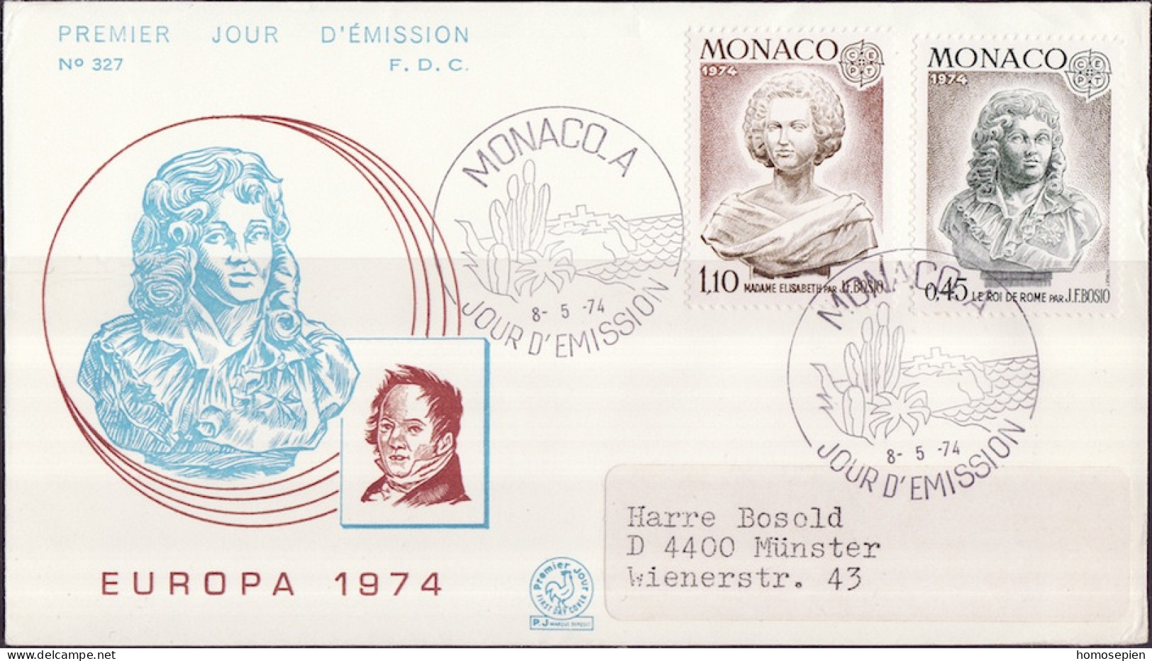 Europa CEPT 1974 Monaco FDC4 Y&T N°957 à 958 - Michel N°1114 à 1115 - 1974