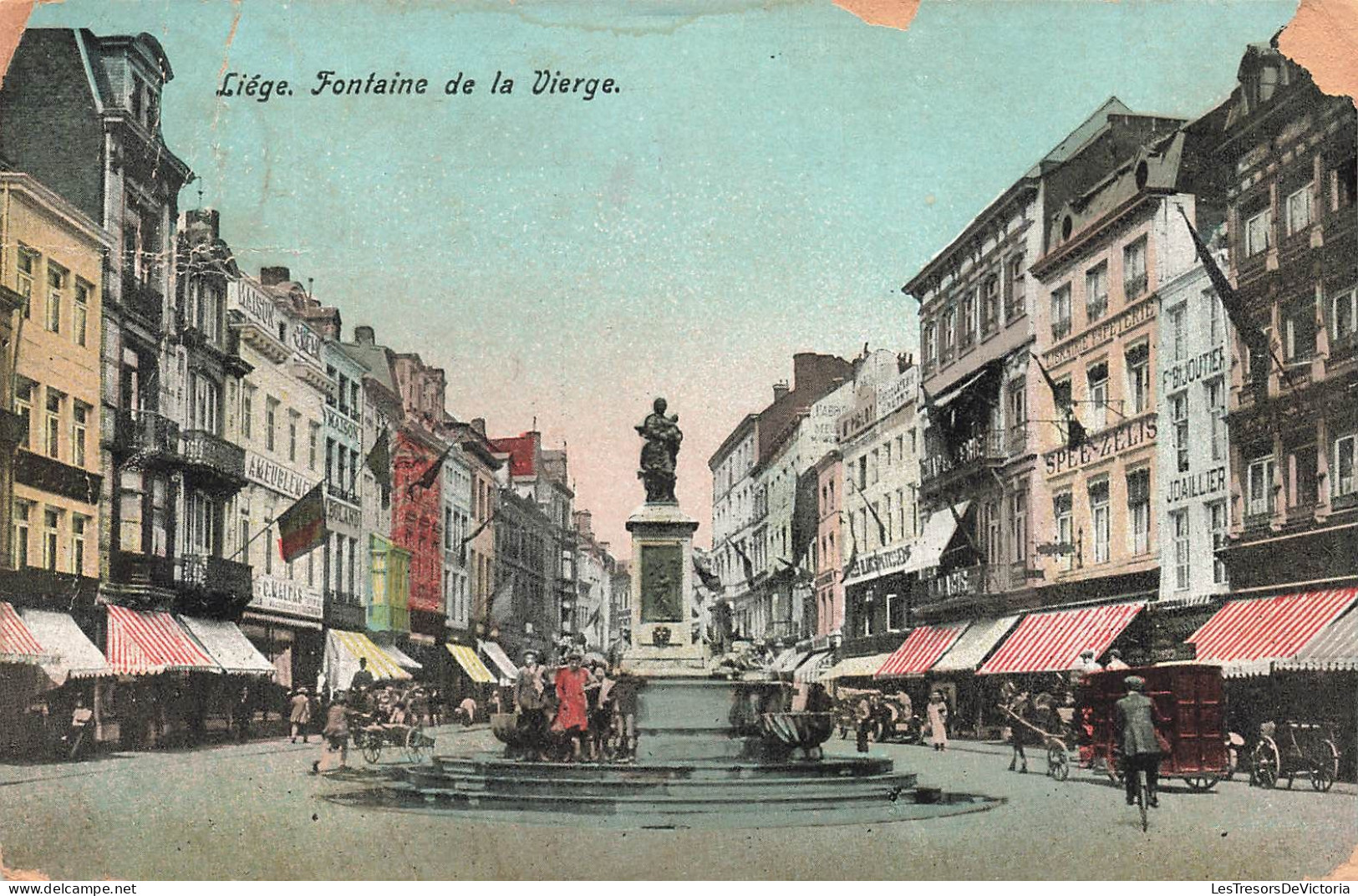 BELGIQUE - Liège - Fontaine De La Vierge - Colorisé - Animé - Carte Postale Ancienne - Liege