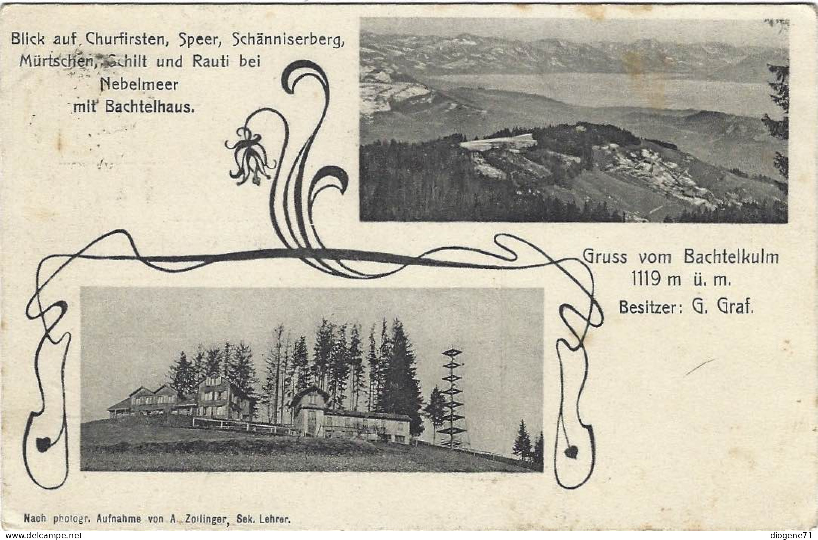 Gruss Vom Bachtelkulm 1908 Hinwil Zürich Selten Jugendstil - Hinwil
