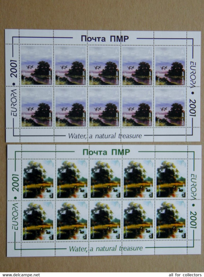 Europa Cept 2001 2 Sheetlets Pmr Pridnestrovie Transnistria Moldova Paintings Landscapes Birds Water, A Natural Treasure - 2001