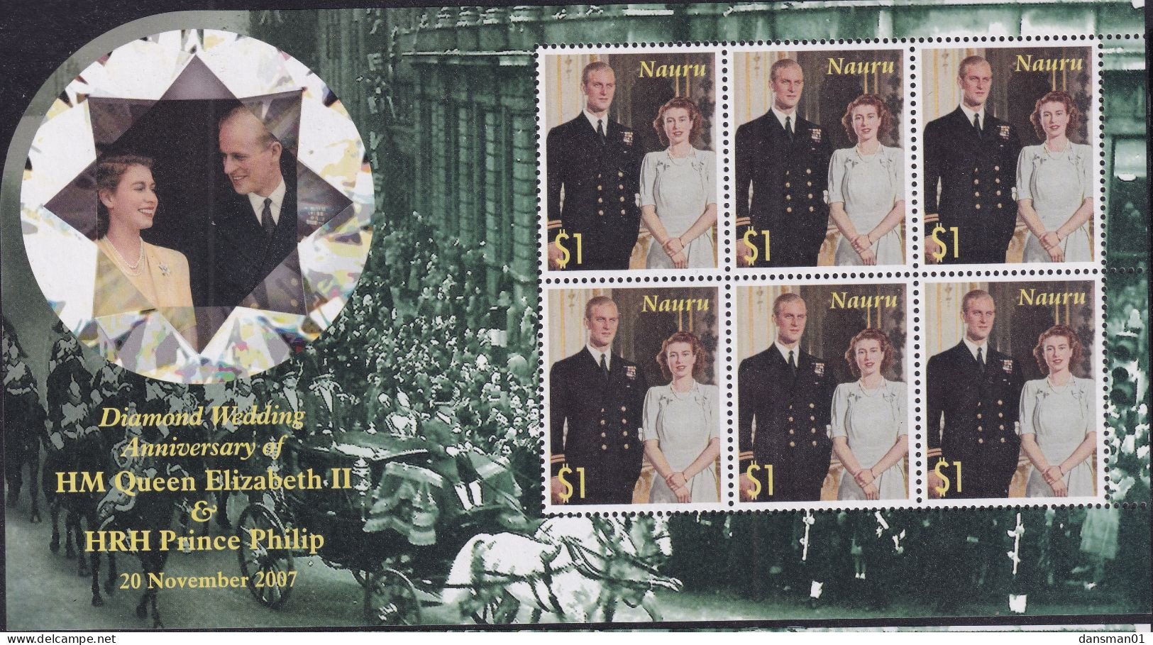 NAURU 2007 Diamond Wedding QEII Sc 567-70 Mint Never Hinged Sheetlets - Nauru