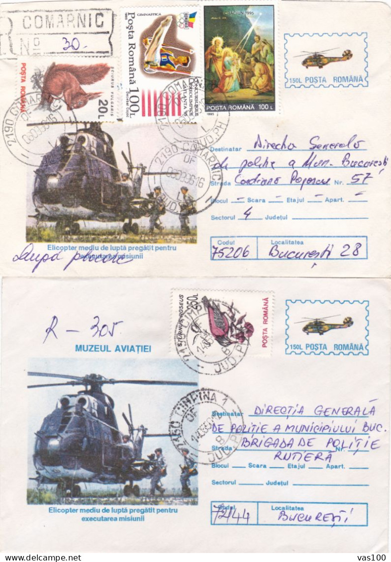 ERROR HELICOPTER 2 COVER STATIONERY COLOR ERROR 1996, ROMANIA - Plaatfouten En Curiosa