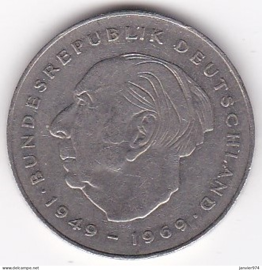 2 Deutsche Mark 1983  J HAMBOURG  , Theodor Heuss , Cupronickel, KM# A127 - 2 Mark