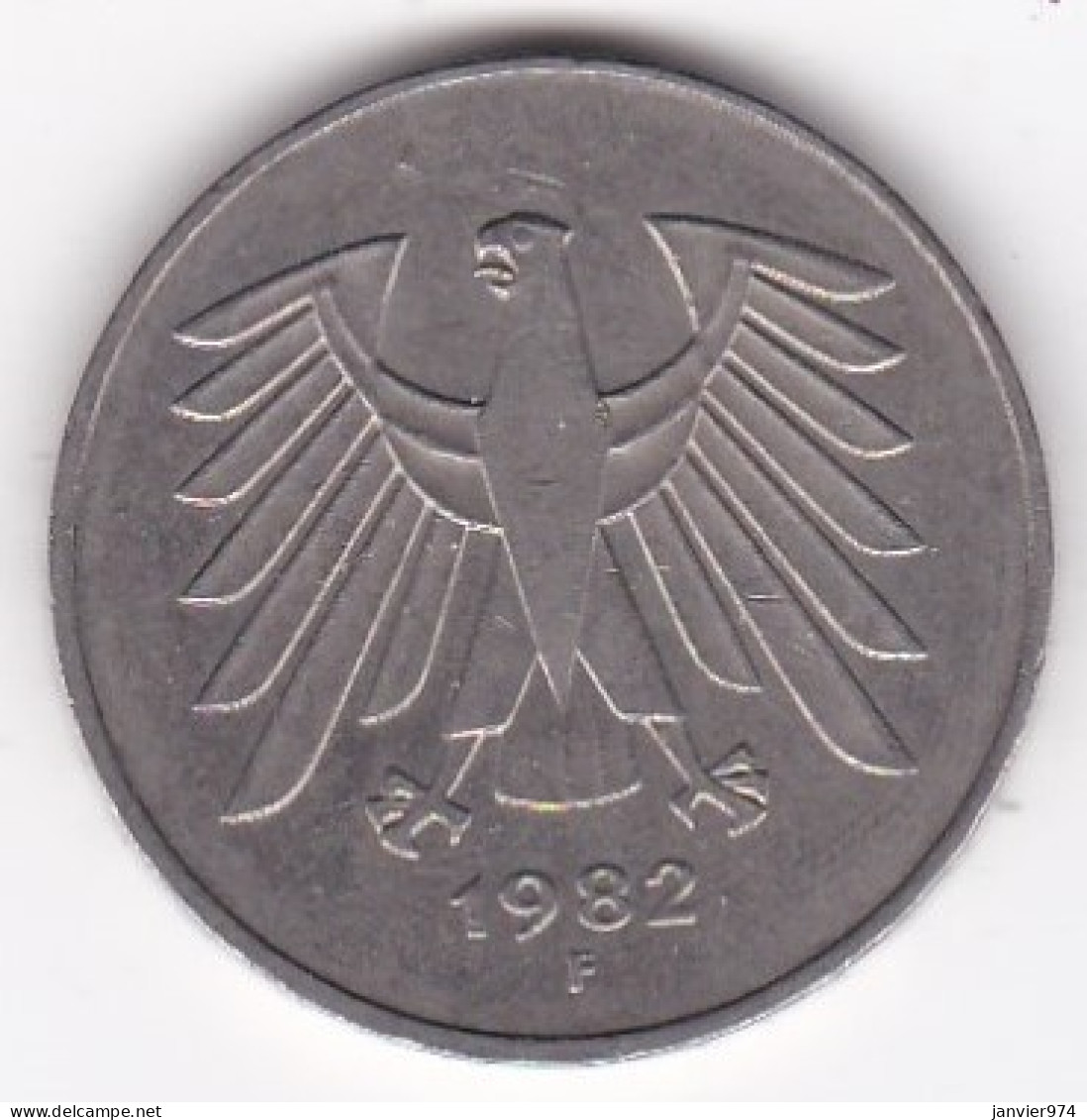 5 Deutsche Mark 1982 F STUTGART . Cupronickel ,KM# 140.1 - 5 Marcos