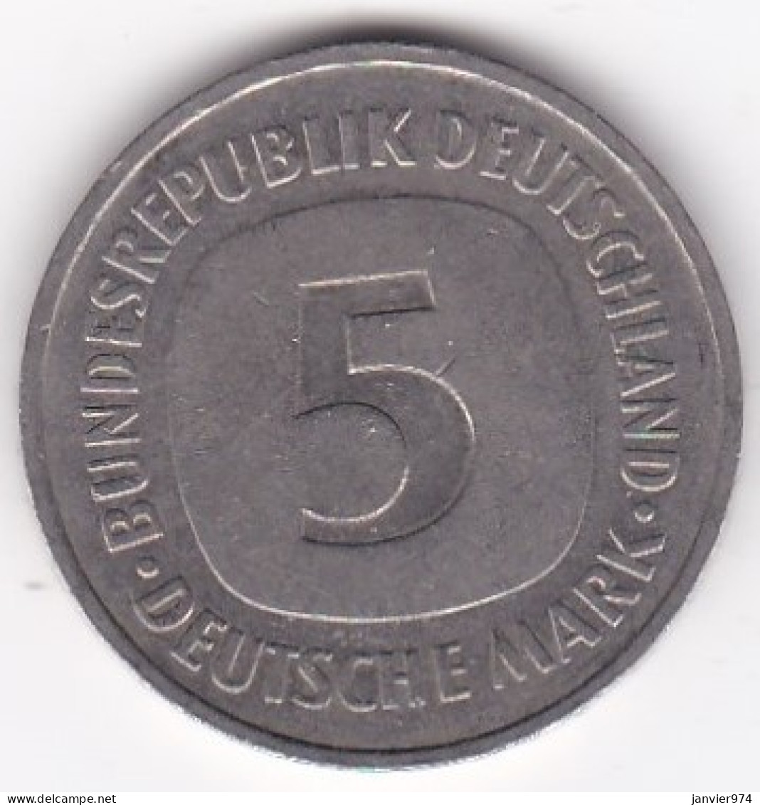 5 Deutsche Mark 1980 G KARLSRUHE . Cupronickel ,KM# 140.1 - 5 Mark