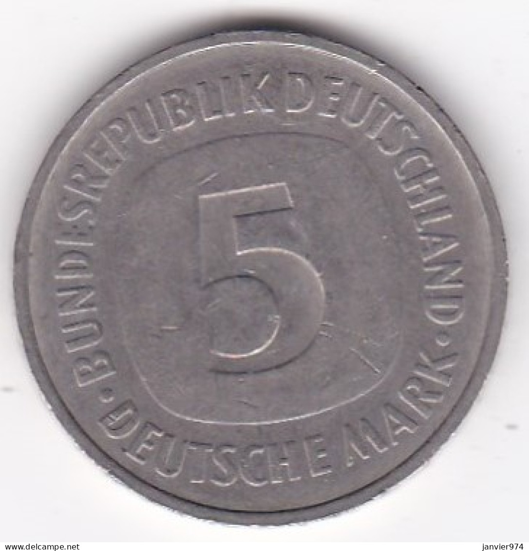 5 Deutsche Mark 1975 F STUTGART  . Cupronickel ,KM# 140.1 - 5 Mark