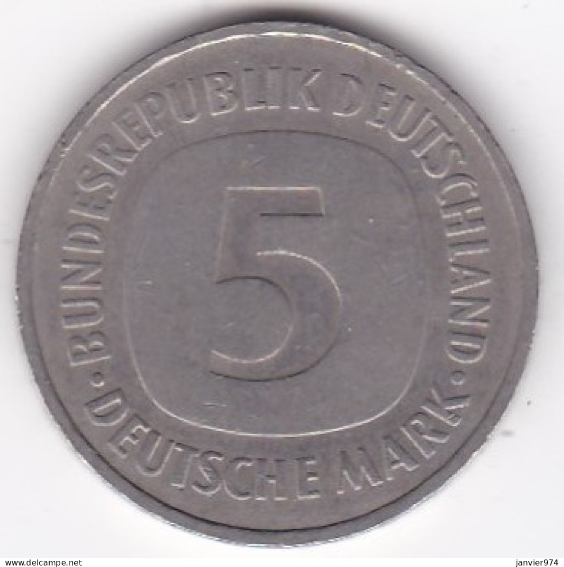 5 Deutsche Mark 1975 G KARLSRUHE . Cupronickel ,KM# 140.1 - 5 Marchi