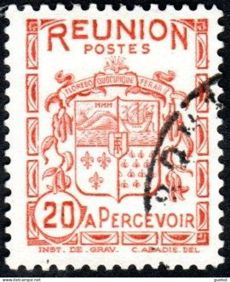 Réunion Obl. N° Taxe 19 - Armoiries De L'Ile Le 20c Orange - Postage Due