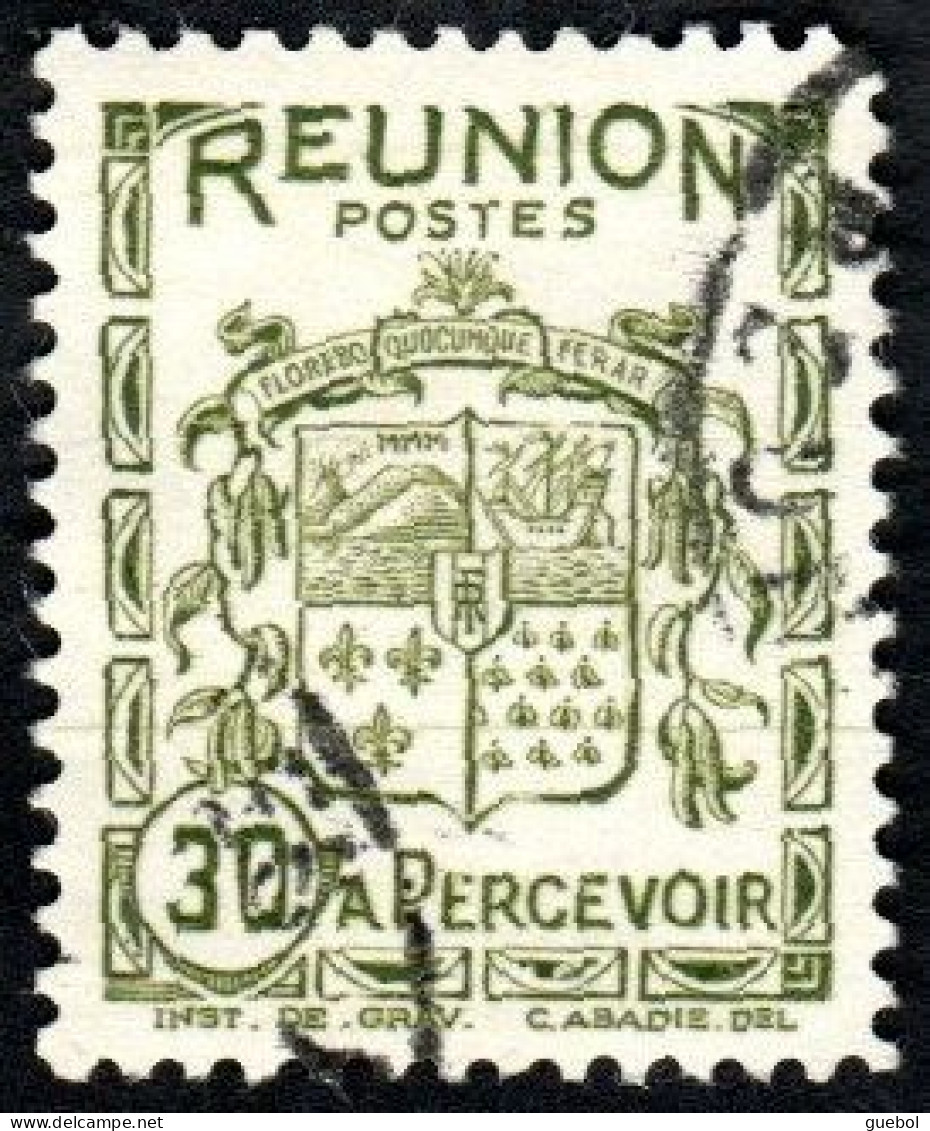 Réunion Obl. N° Taxe 20 - Armoiries De L'Ile Le 30c Olive - Postage Due