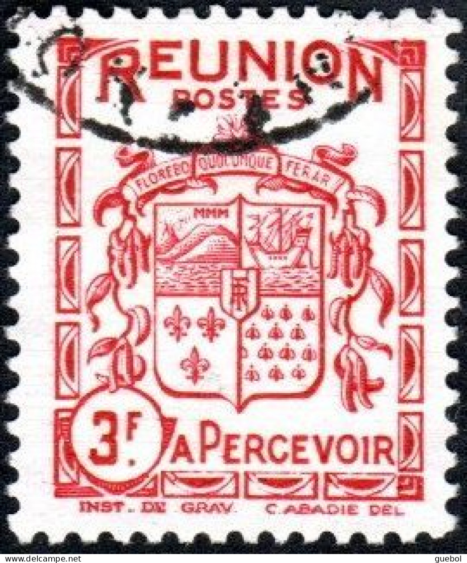 Réunion Obl. N° Taxe 25 - Armoiries De L'Ile Le 3f Carmin - Timbres-taxe