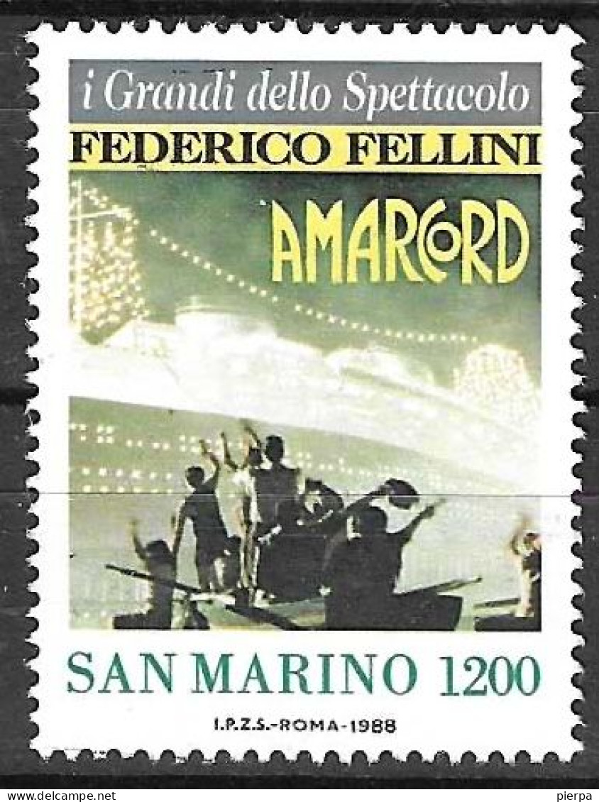 SAN MARINO - 1988 - FELLINI AMARCORD - LIRE 1200  - USATO (YVERT 1188 - MICHEL  1393 - SS 1235) - Usati