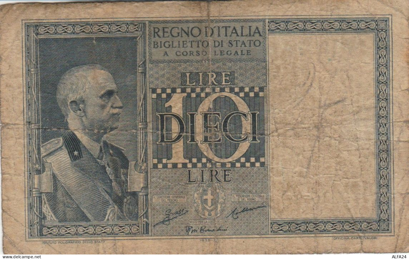 BANCONOTA ITALIA LIRE 10 1939 BIGLIETTO DI STATO VF (VS524 - Regno D'Italia – 10 Lire