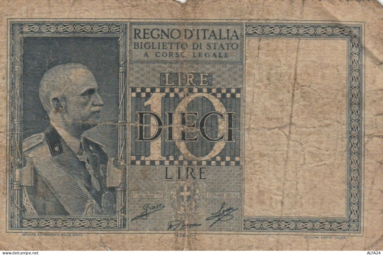 BANCONOTA ITALIA LIRE 10 1939 BIGLIETTO DI STATO VF (VS521 - Regno D'Italia – 10 Lire