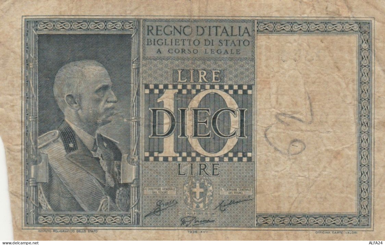 BANCONOTA ITALIA LIRE 10 1939 BIGLIETTO DI STATO VF (VS512 - Regno D'Italia – 10 Lire
