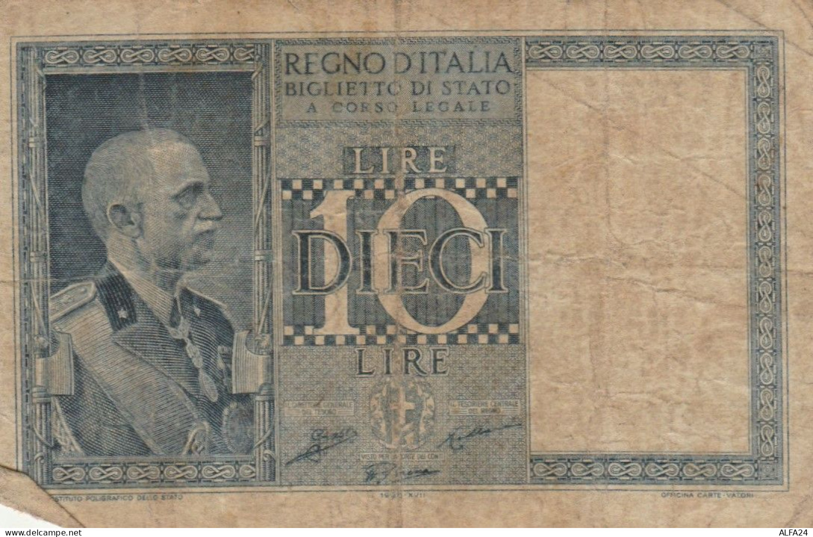 BANCONOTA ITALIA LIRE 10 1939 BIGLIETTO DI STATO VF (VS513 - Regno D'Italia – 10 Lire