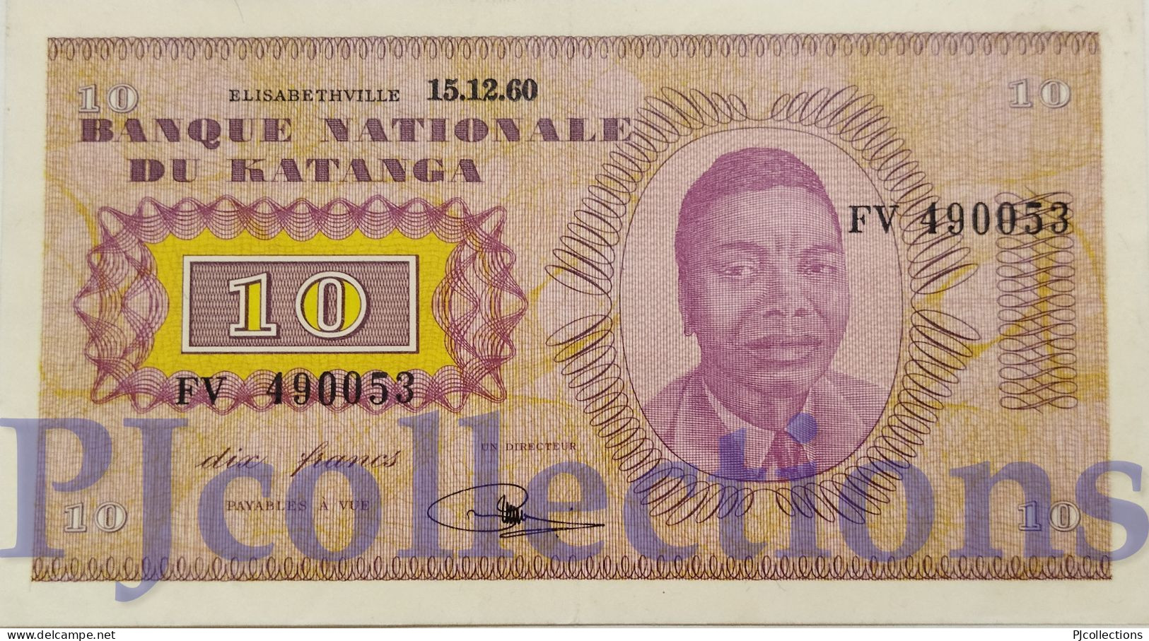 KATANGA 10 FRANCS 1960 PICK 5a XF+ - Other - Africa