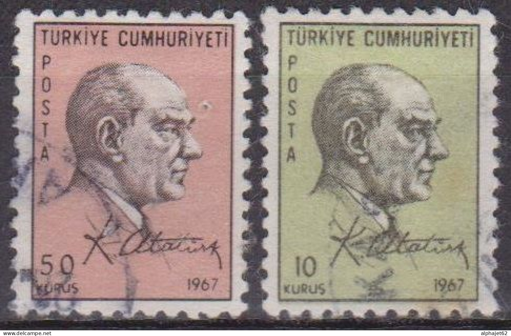 Kemal Ataturk - TURQUIE - Président - N°  1847-1848  - 1967 - Gebruikt