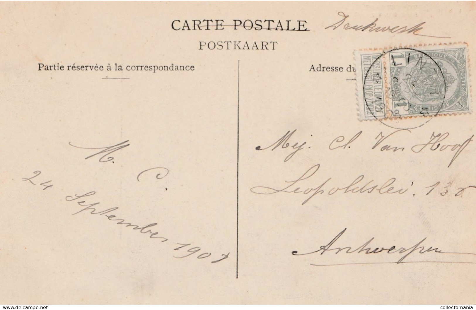 1 Oude Postkaart Linth Lint  Dorpstraat  1908 - Lint