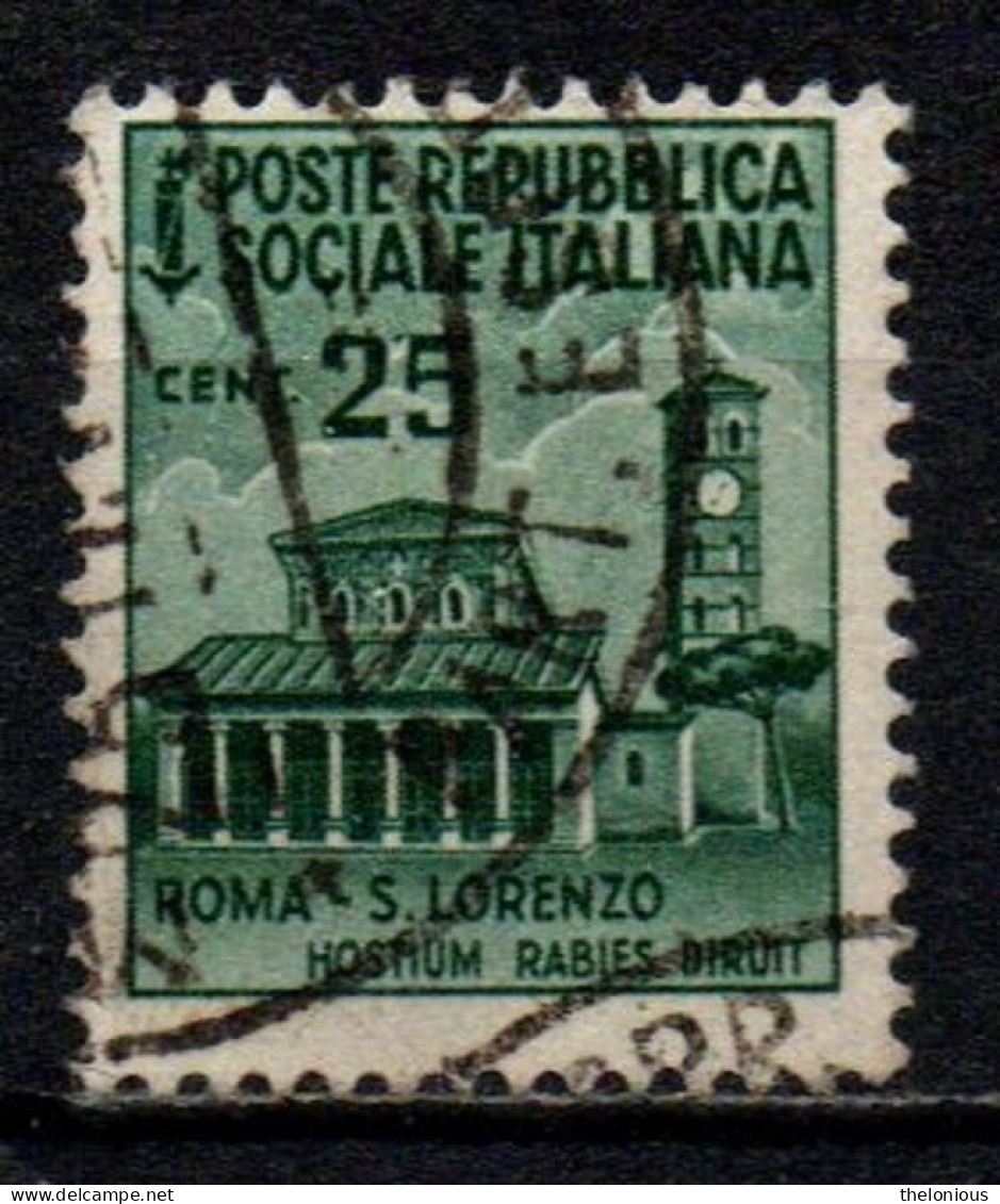 1944 Repubblica Sociale: Monumenti Distrutti - 2ª Emissione 25 Cent. Usato - Used