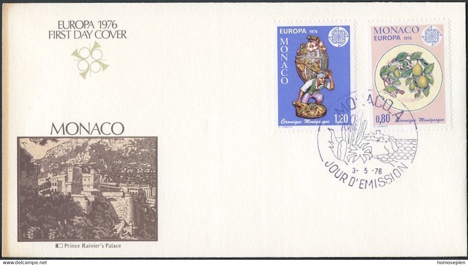 Europa CEPT 1976 Monaco FDC5 Y&T N°1062 à 1063 - Michel N°1230 à 1231 - 1976