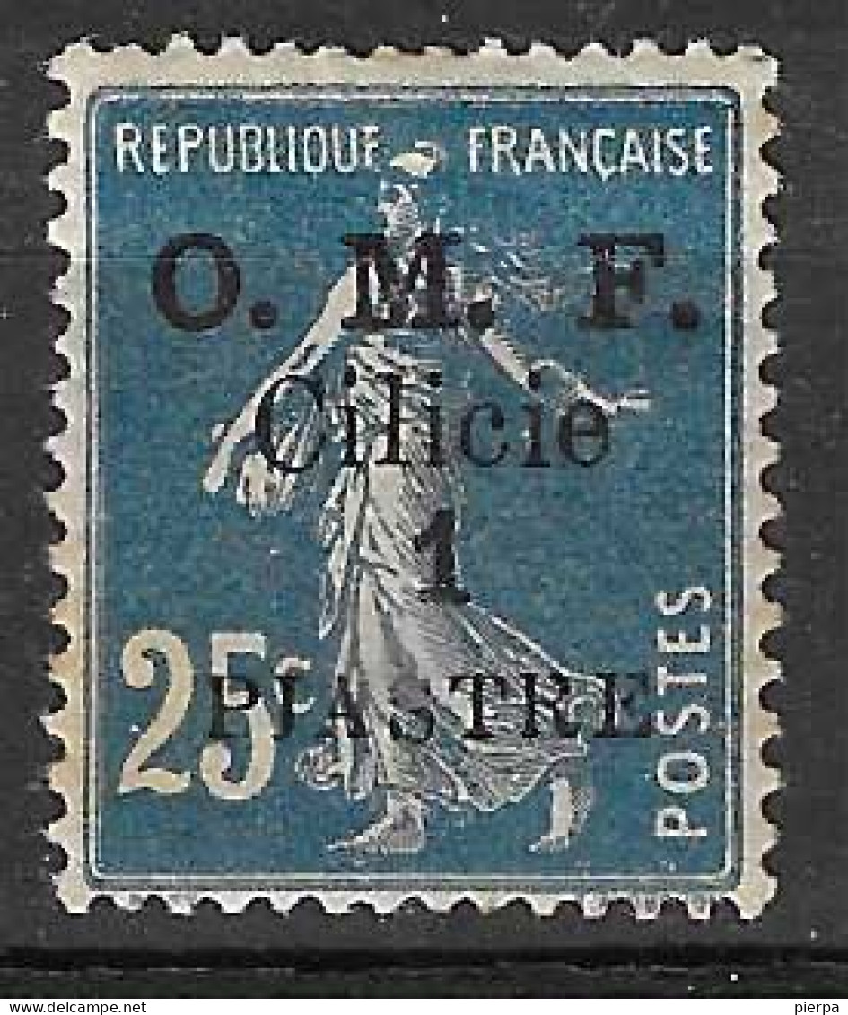 CILICIA - 1920 - SEMEUSE OVERPRINTED " O.M.F. CILICIE 1 PASTRE /25C  " - MINT MH* (YVERT 83 - MICHEL 74) - Unused Stamps