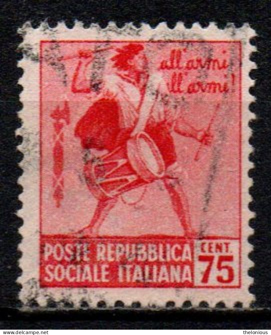 1944 Repubblica Sociale: Monumenti Distrutti - 1ª Emis. 75 Cent. Con Filigrana - Oblitérés