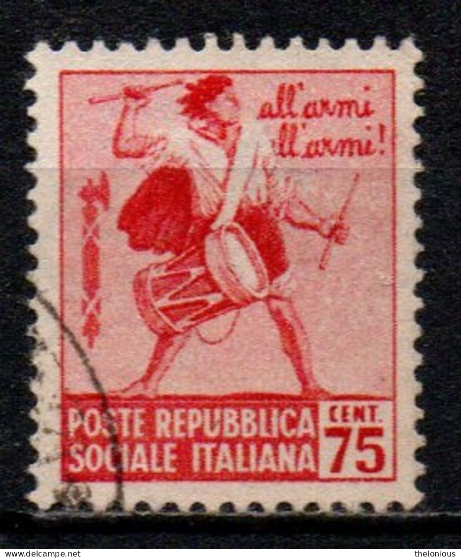 1944 Repubblica Sociale: Monumenti Distrutti - 1ª Emis. 75 Cent. Con Filigrana - Afgestempeld
