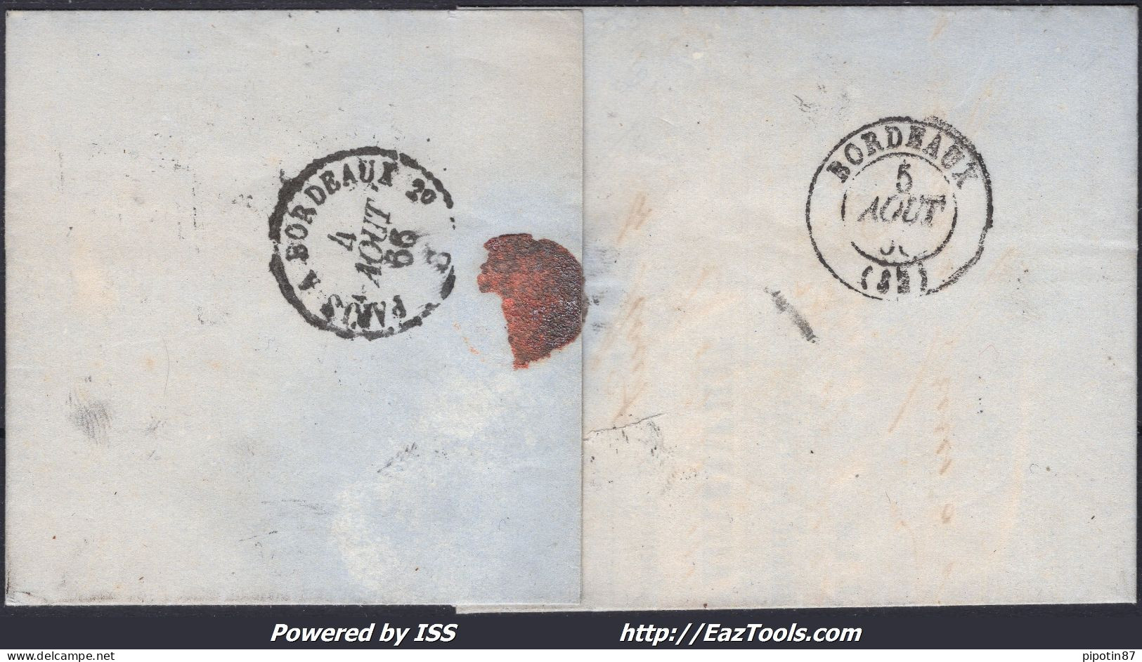 FRANCE N°22 SUR LETTRE ETOILE DE PARIS 16 + CAD R. DE PALESTRO DU 04/08/1866 - 1862 Napoleone III