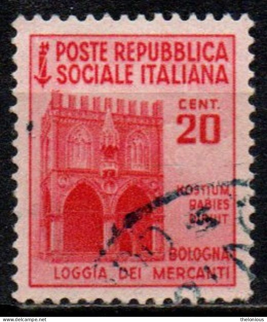 1944 Repubblica Sociale: Monumenti Distrutti - 2ª Emis. 20 Cent. - Gebraucht